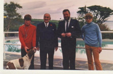 Michael O'Dwyer in 1968 with Louis O'Dwyer, Grouse the dog, Louis Marks (Michael's father-in-law) and Simon O'Dwyer (on the right)